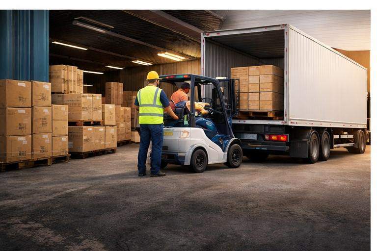 Dillyvest loading and handling activity at a covered facility bay